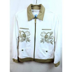 Draper's & Damon's Womens Jacket White Beige Embro